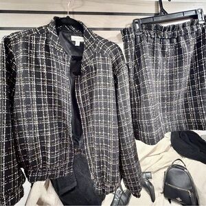 On 34th Chic Black and White Tweed Blazer and matching skirt